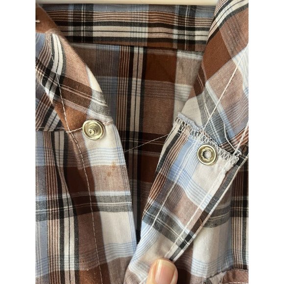 Bit & Bridle Shirt Men's Size Pearl Snap Western Plaid Short‎ Sleeve Pockets - Picture 4 of 6